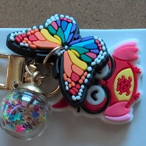 Colorful Owl and Butterfly Charm & Zipper Pull